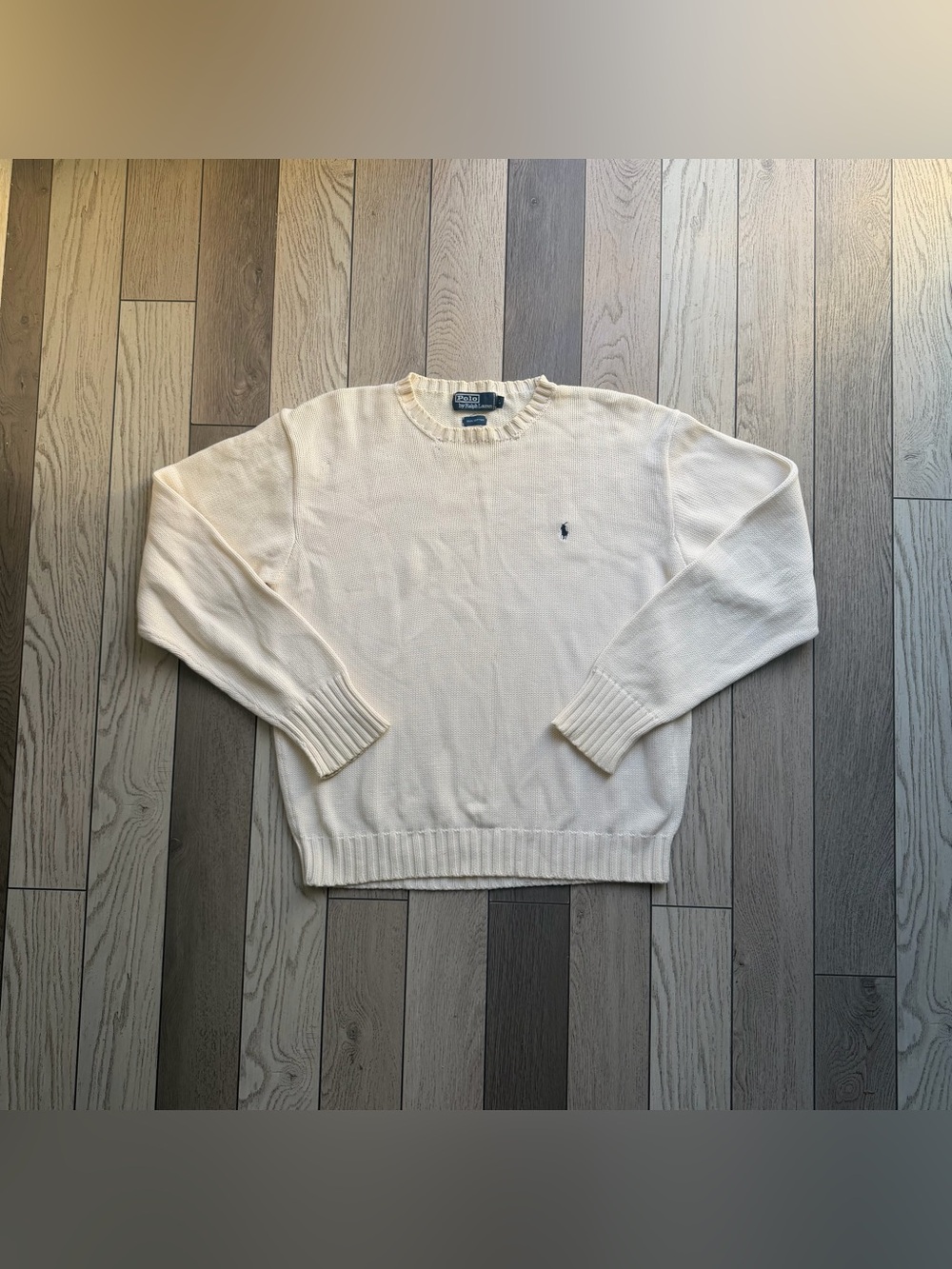 Vintage Men’s Polo by Ralph Lauren Off-White Crewneck Sweater L - Picture 1 of 7